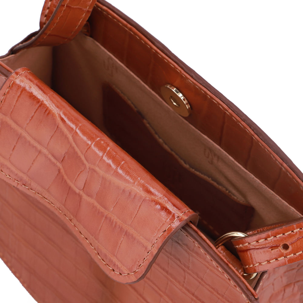 Bolsa Tote Couro Croco Creme Casual