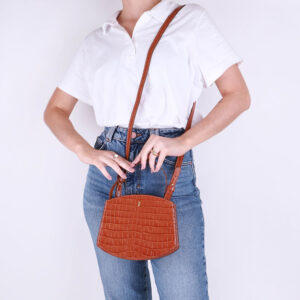 Bolsa Tote Couro Croco Creme Casual