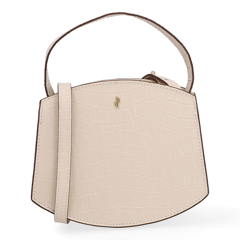 Bolsa Tote Couro Croco Creme Casual