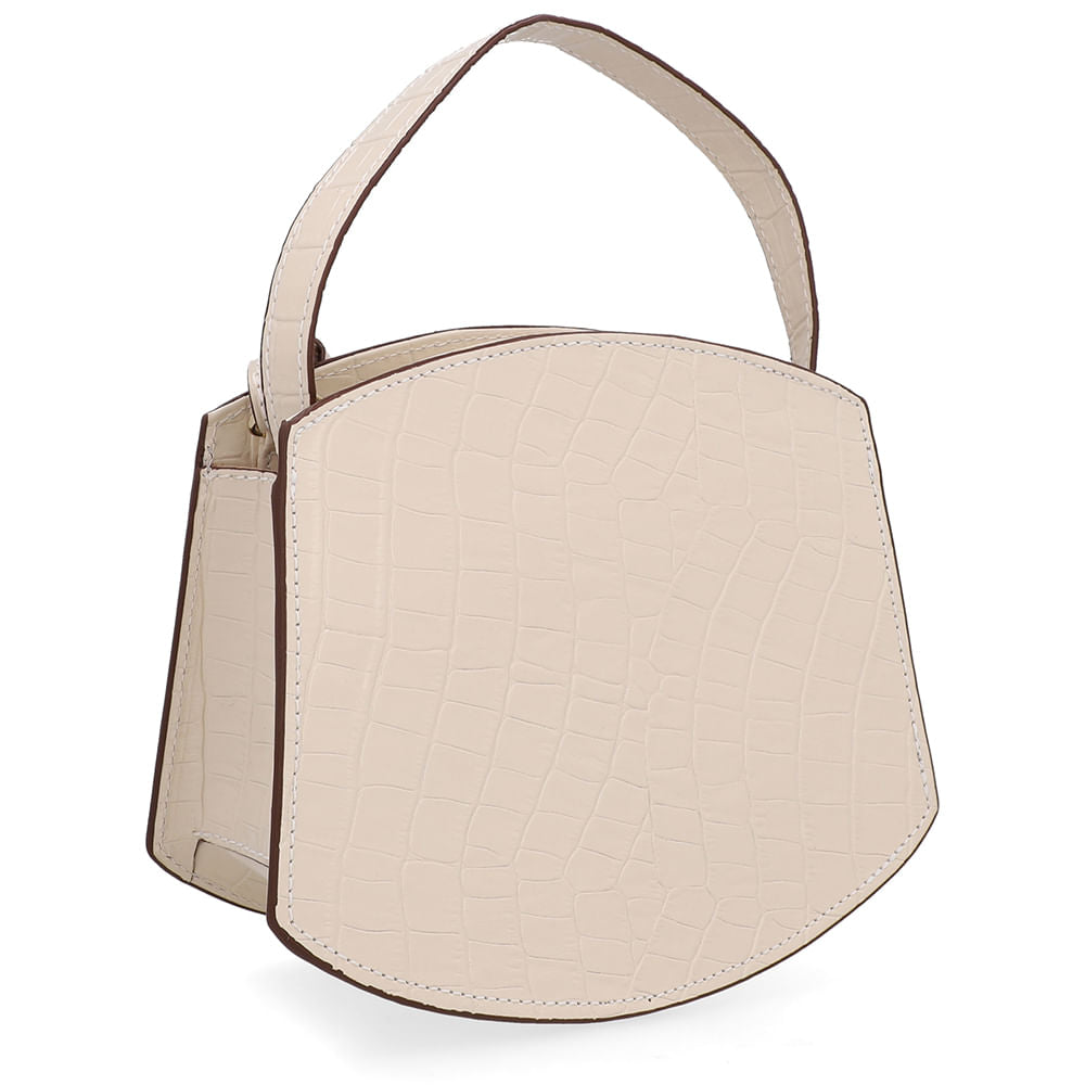 Bolsa Tote Couro Croco Creme Casual