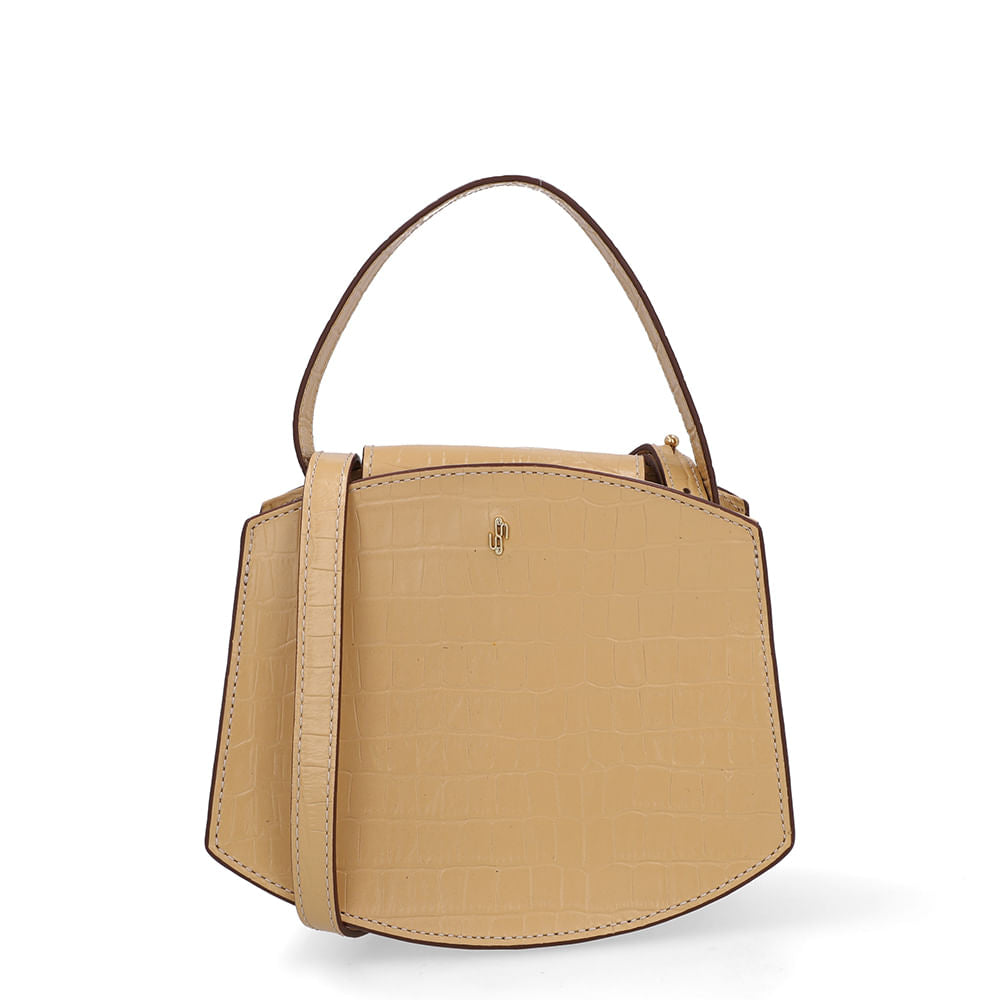 Bolsa Tote Couro Croco Creme Casual