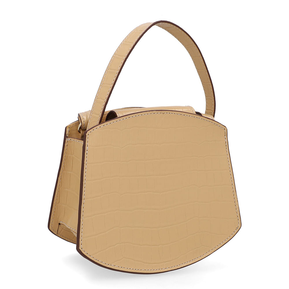 Bolsa Tote Couro Croco Creme Casual