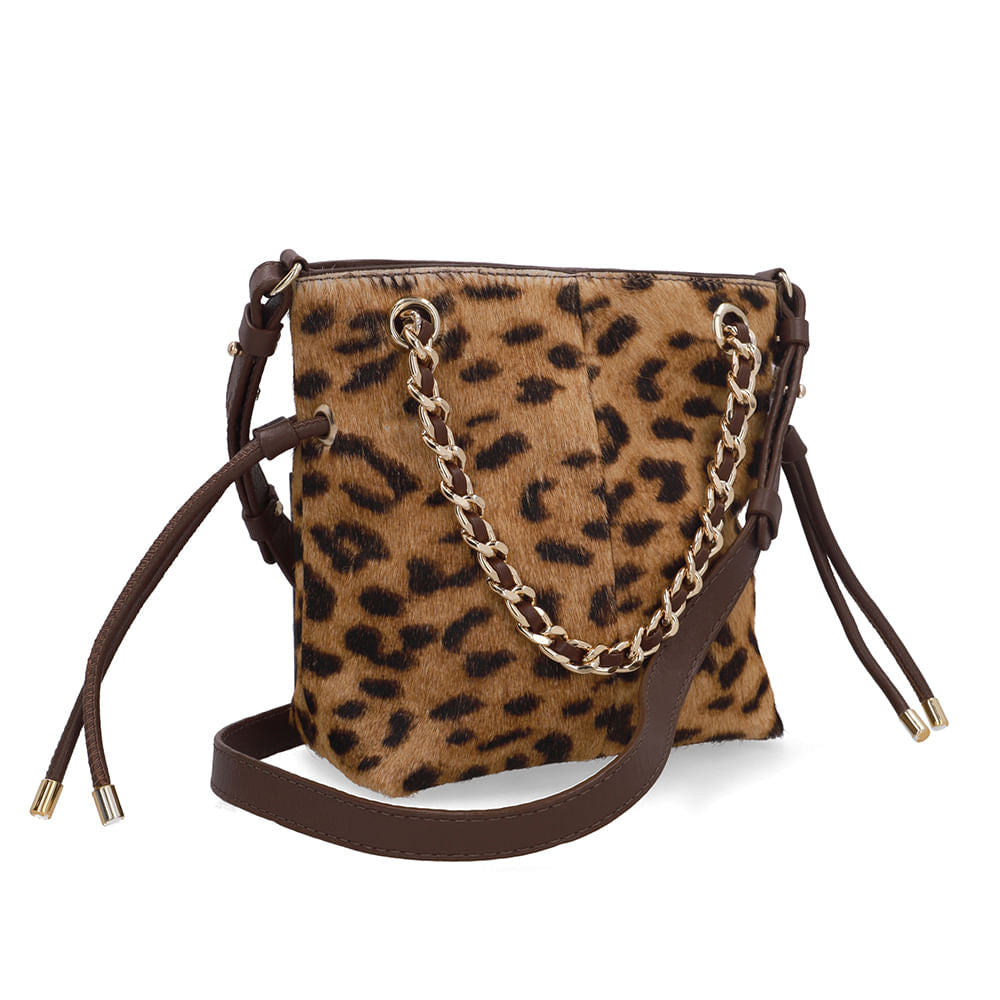 Bolsa Tiracolo Couro Pelo Onça