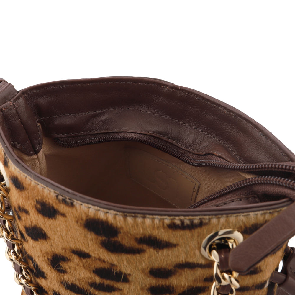 Bolsa Tiracolo Couro Pelo Onça