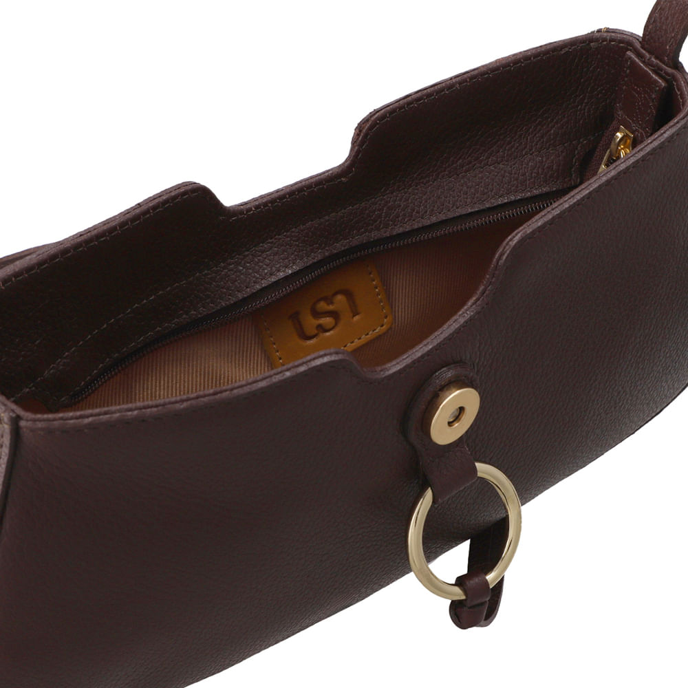 Bolsa Tiracolo Couro Detalhe Pingente
