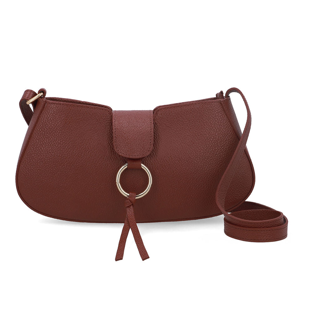 Bolsa Tiracolo Couro Detalhe Pingente