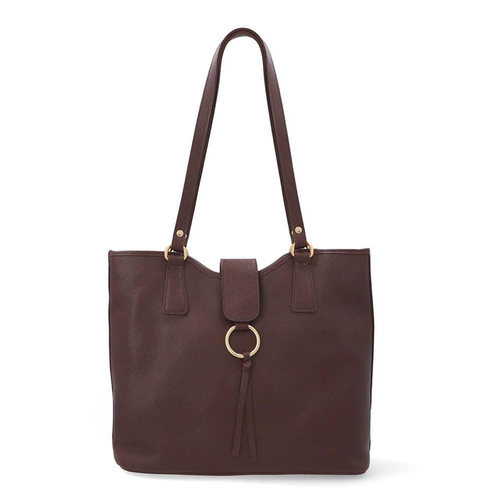 Bolsa Shopper Couro Detalhe Pingente