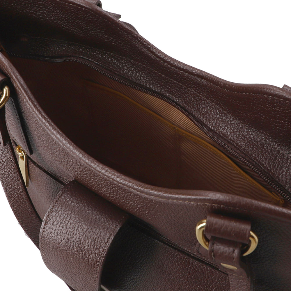 Bolsa Shopper Couro Detalhe Pingente