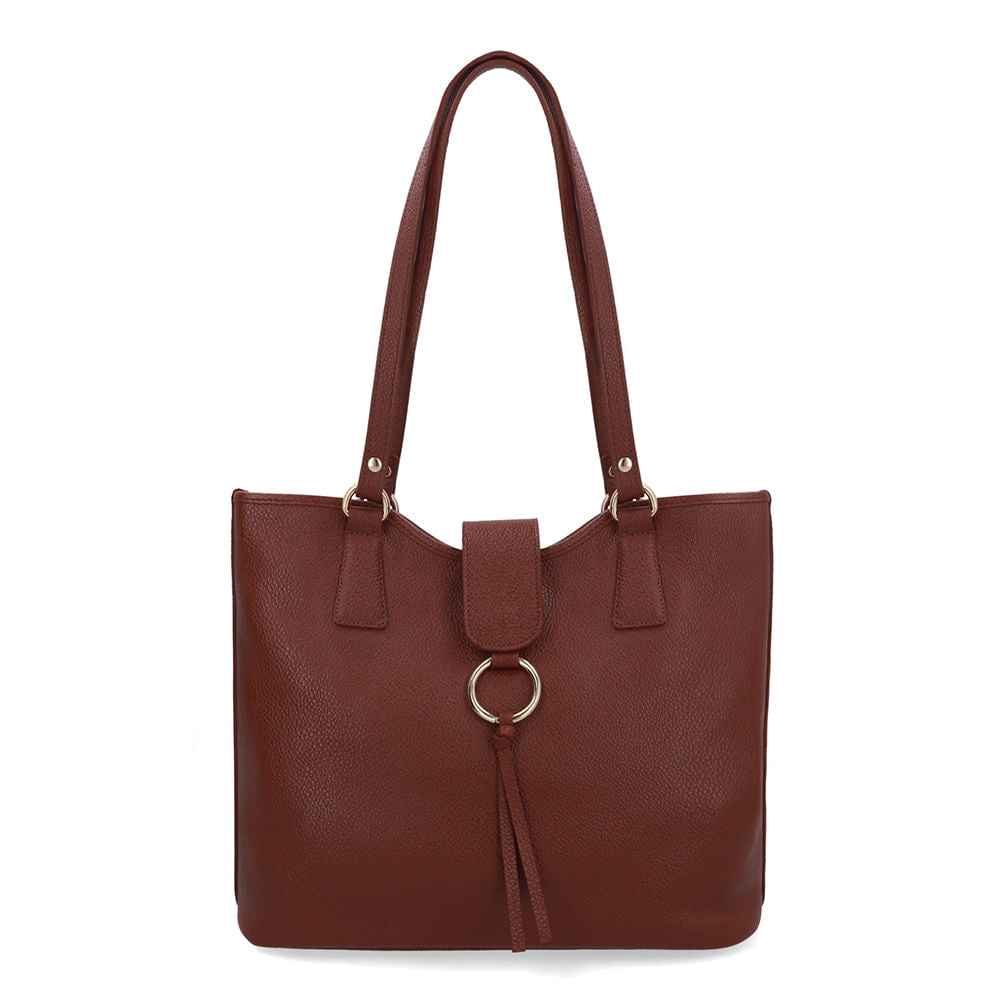 Bolsa Shopper Couro Detalhe Pingente