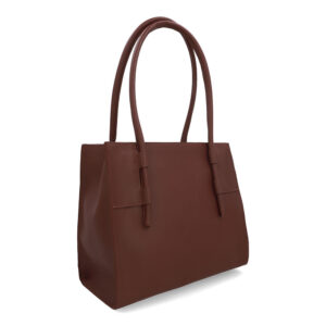Bolsa Shopper Couro Vermelha Enfeite Metal