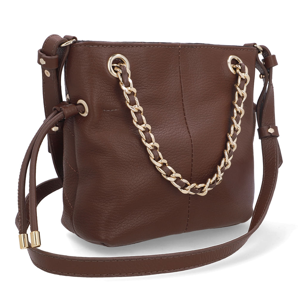 Bolsa Tiracolo Couro Alça Corrente