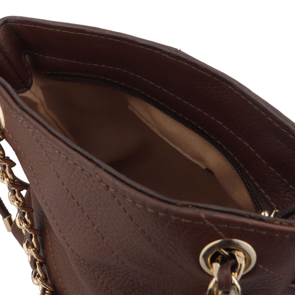 Bolsa Tiracolo Couro Alça Corrente