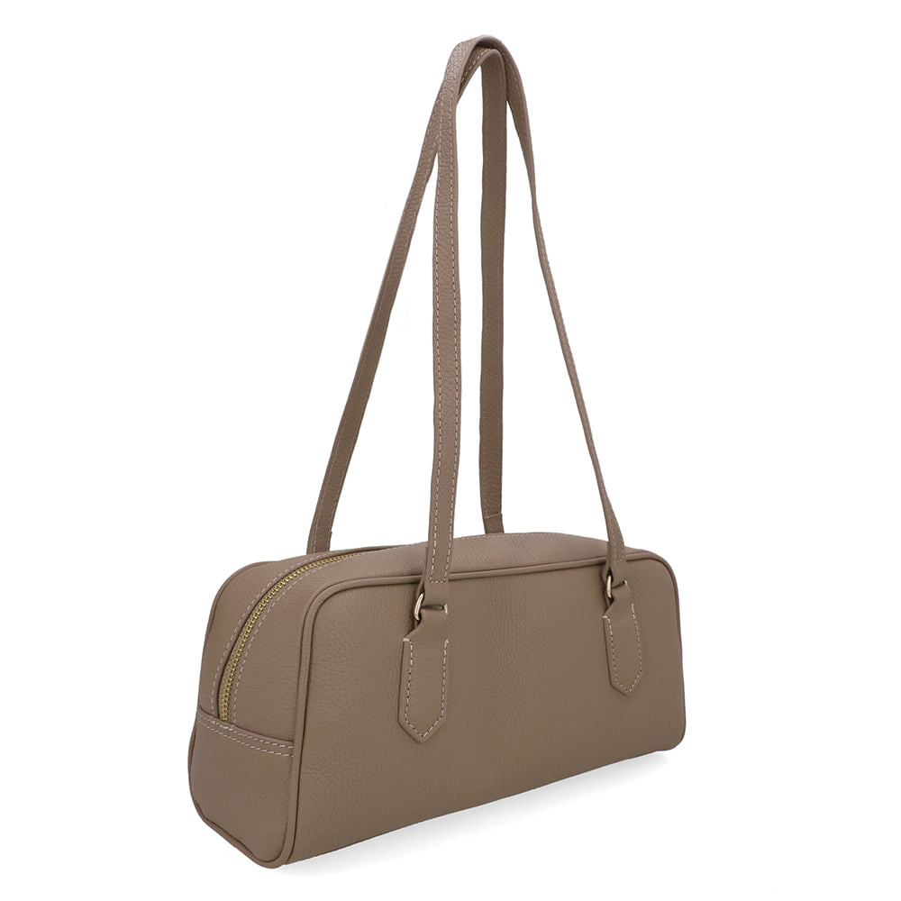 Bolsa Baguete Couro Croco Camurça