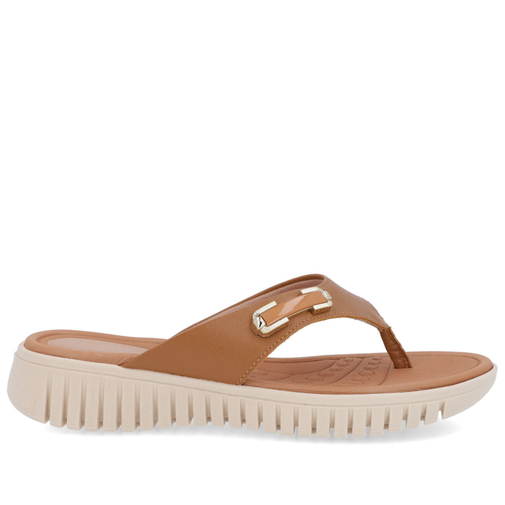 Chinelo Salto Plataforma Couro Enfeite