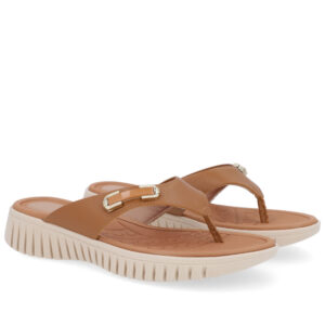 Chinelo Salto Plataforma Couro Enfeite
