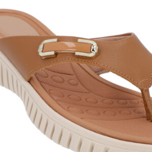 Chinelo Salto Plataforma Couro Enfeite