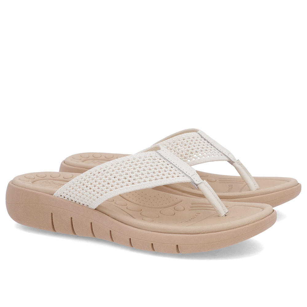 Chinelo Salto Rasteiro Tricot Marfim