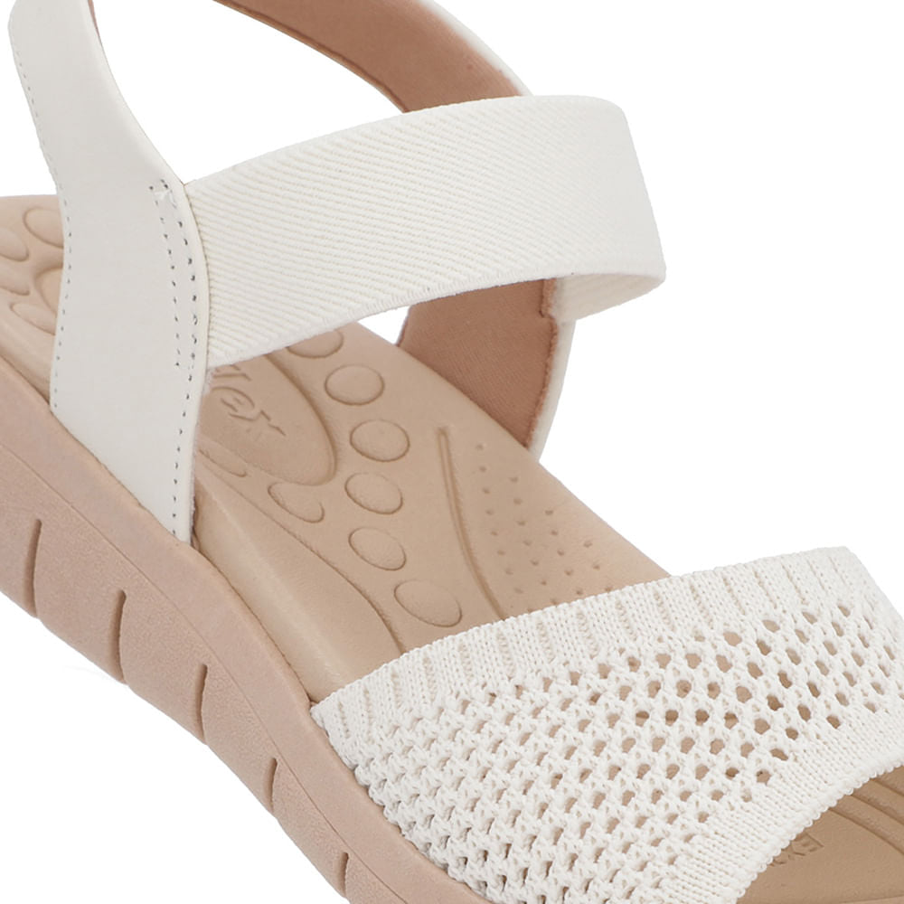 Sandália Tricot Branca Marfim Tira Elástico