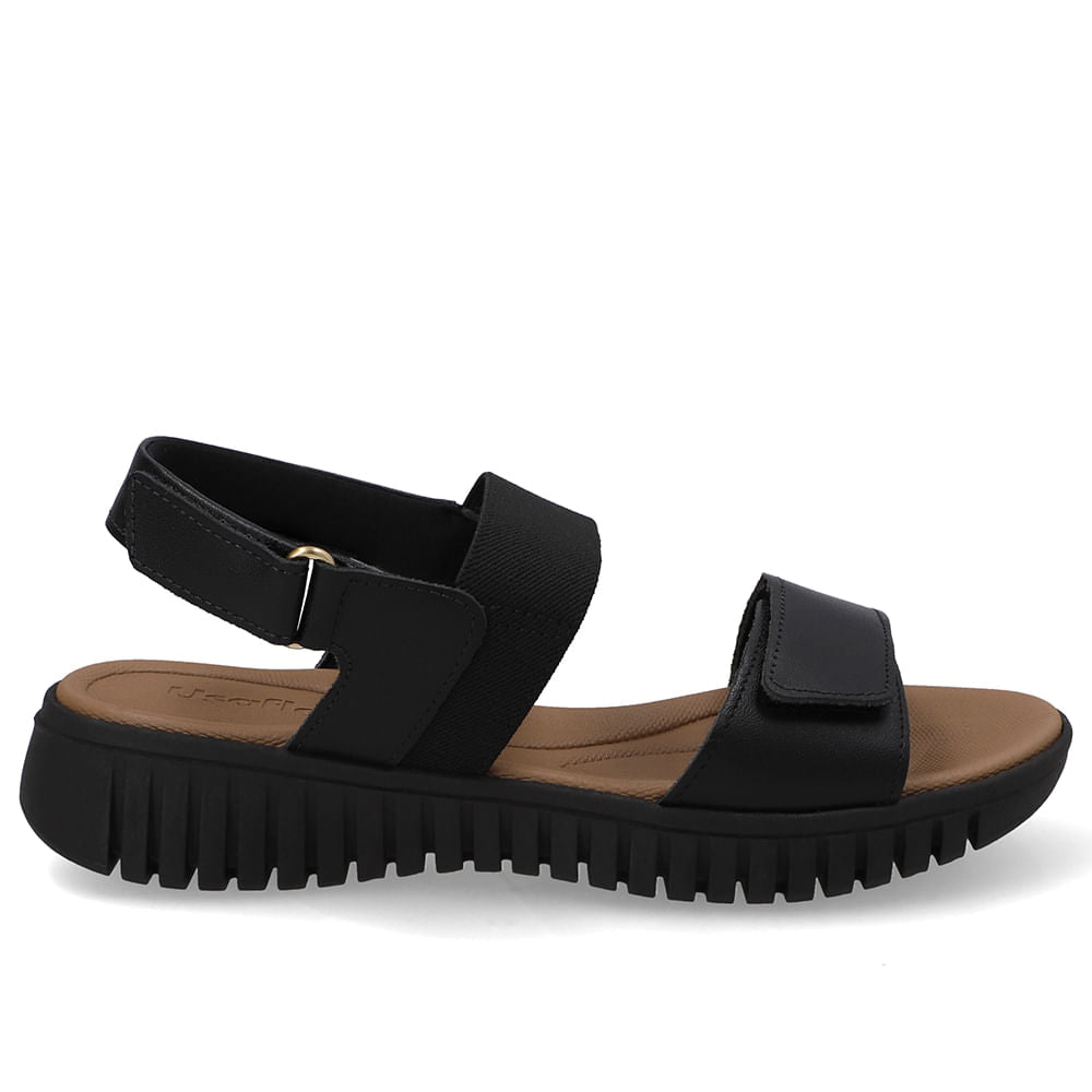 Sandália Plataforma Couro Fecho-Flex