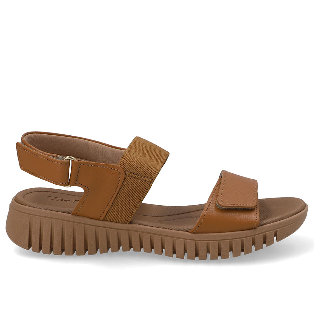 Sandália Plataforma Couro Fecho-Flex