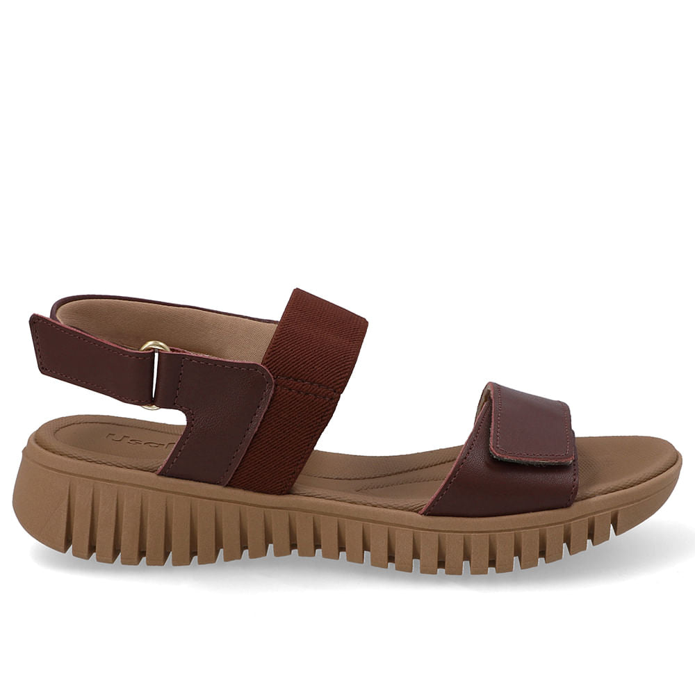 Sandália Plataforma Couro Fecho-Flex