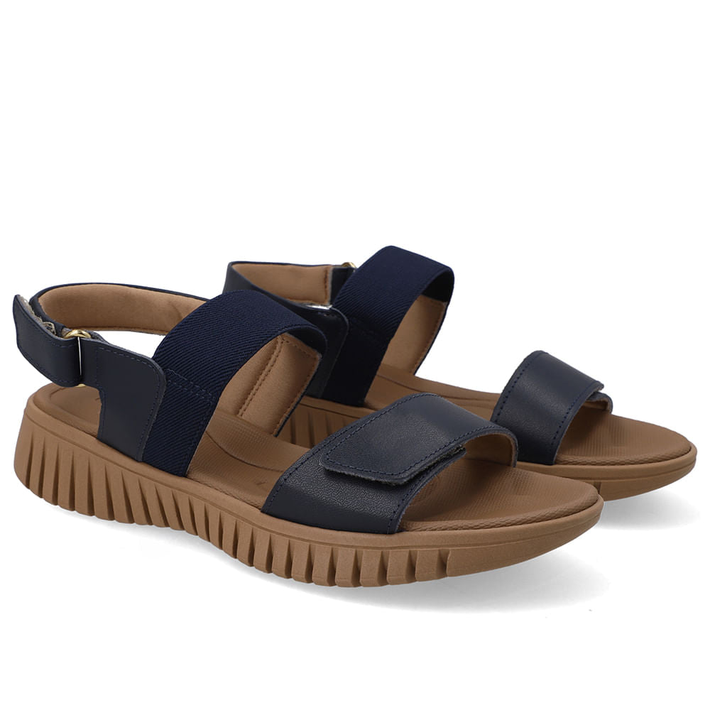 Sandália Plataforma Couro Fecho-Flex