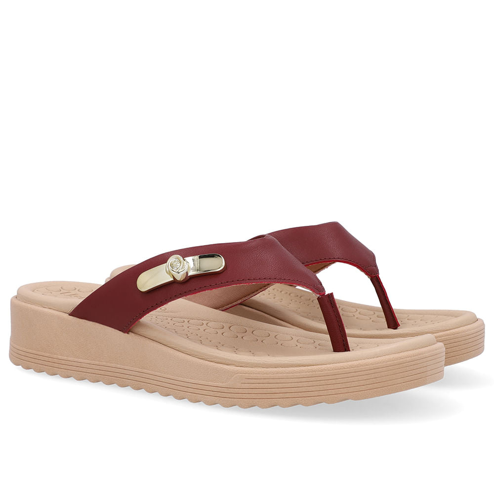 Chinelo Salto Baixo Couro