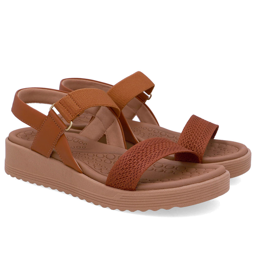 Sandália Salto Plataforma Tricot Elástico