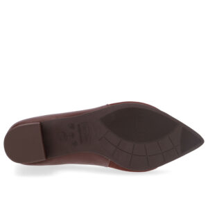 Scarpin Couro Bico Fino Lateral Tecido