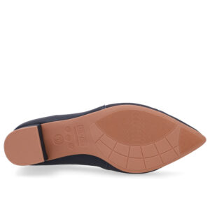 Scarpin Couro Bico Fino Lateral Tecido
